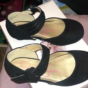 Cute toddler girl black dress shoe